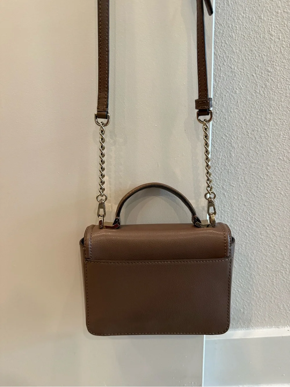 kate spade Brown Leather Satchel with Gold Chain Strap